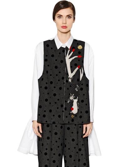 I'm Isola Marras Deer Patches Wool & Cotton Poplin Shirt
