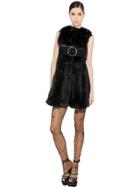 Giamba Faux Fur & Faux Leather Vest With Belt