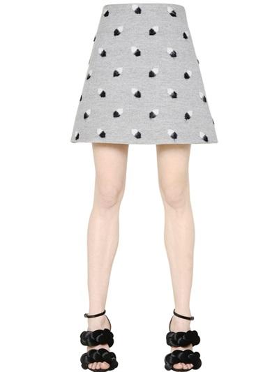 Marco De Vincenzo Mohair Embroidered Wool Boucle Skirt