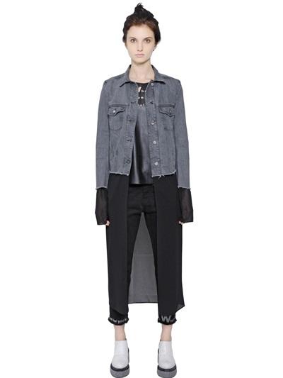 Mm6 Di Maison Margiela Cotton Denim & Chiffon Jacket