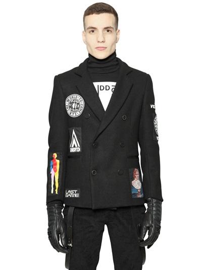 Ktz Double Breasted Wool Peacoat W/ Patches