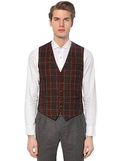 Tagliatore Plaid Boucle Effect Wool Vest