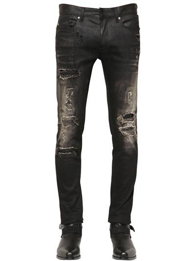 Roberto Cavalli 17cm Destroyed Stretch Denim Jeans