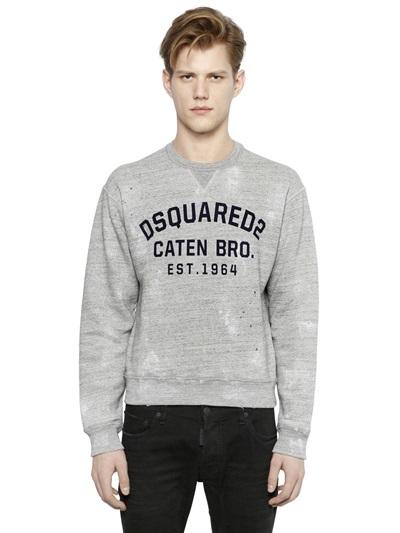 Dsquared2 Logo Printed Destroyed Cotton Sweatshirt