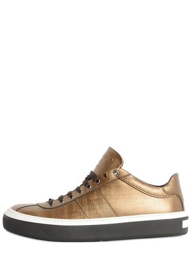 Jimmy Choo Metallic Saffiano Leather Sneakers