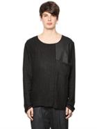 Giorgio Brato Leather & Wool Blend Net Knit Sweater