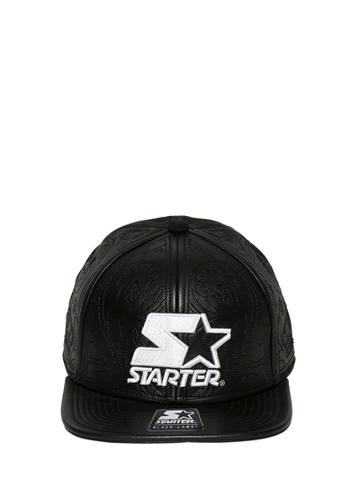 Starter Black Label Logo Embroidered Leather Baseball Hat