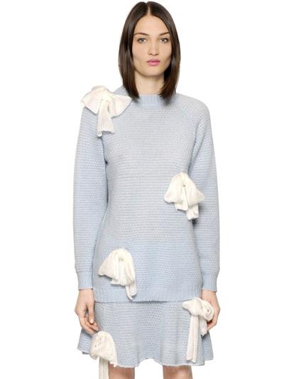 Anna K Wool Blend Sweater With Bows
