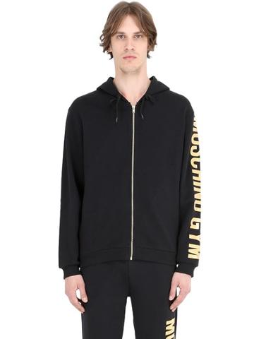 Moschino Underwear Zip-up Logo Cotton Sweatshirt