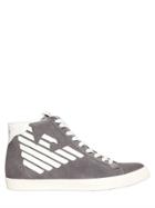 Ea7 Emporio Armani Logo Patches Suede High Top Sneakers