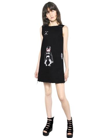 Claire Barrow - Printed Denim Dress W/ Stitching Detail