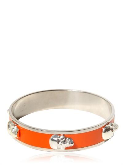 Alexander Mcqueen Enamel And Brass 3d Skull Bracelet