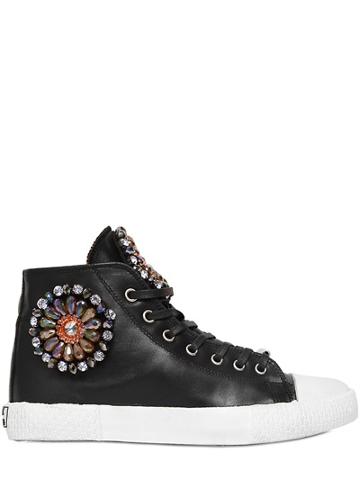 Black Dioniso Embellished Leather Sneakers