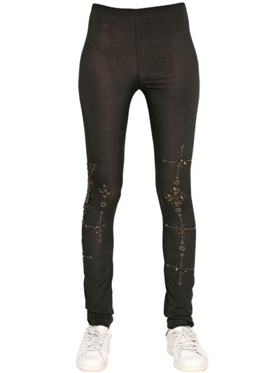 Mes Demoiselles Chakra Embellished Stretch Silk Legging