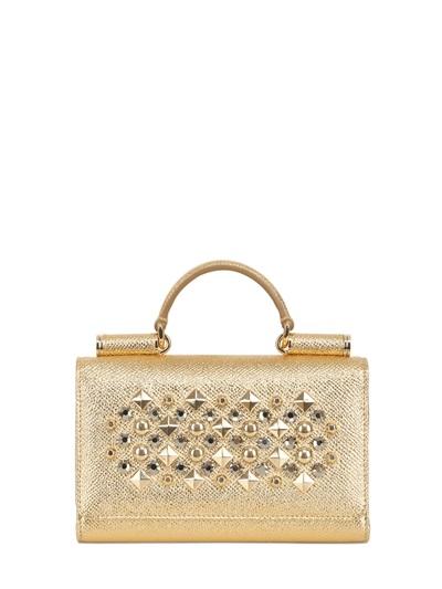 Dolce & Gabbana Studded Laminated Leather Phone Clutch