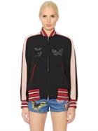 Valentino Embroidered Silk Georgette Bomber Jacket