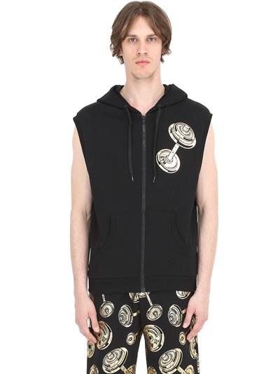 Moschino Underwear Zip-up Sleeveless Cotton Sweatshirt