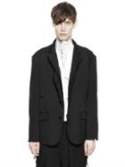 Yohji Yamamoto Reversible Raw Cut Wool Gabardine Jacket