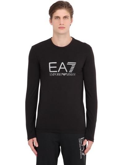 Ea7 Emporio Armani Logo Cotton Jersey Long Sleeve T-shirt