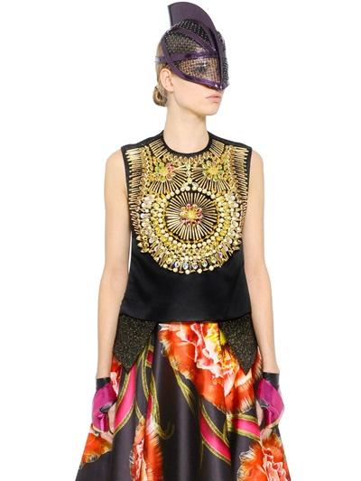Manish Arora Embellished Duchesse & Lurex Knit Top