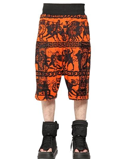Ktz Greek Printed Cotton Jersey Shorts