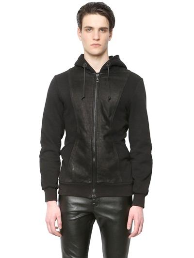 Bruno Bordese Patchwork Nubuck & Cotton Sweatshirt