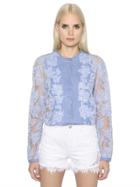 Ermanno Scervino Cotton Blend Denim & Lace Shirt