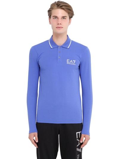 Ea7 Emporio Armani Train Core Cotton Long Sleeve Polo Shirt