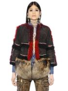Dsquared2 Suede & Raccoon Fur Jacket