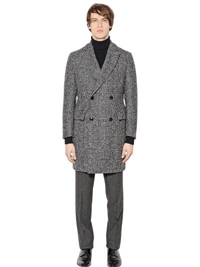 Mp Massimo Piombo Faded Prince Of Wales Alpaca Blend Coat