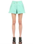 Kenzo Cotton Twill Shorts With Button Front
