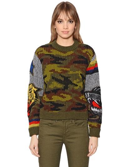 Diesel Crazydog Wool Blend Jacquard Sweater