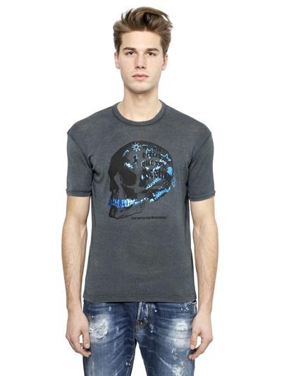 Dsquared2 Skull Printed Wool Jersey T-shirt