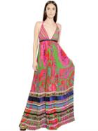 Roberto Cavalli Printed Pleated Silk Georgette Dress