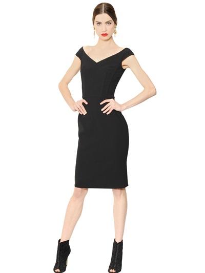 Dolce & Gabbana Off The Shoulder Wool Crepe Dress
