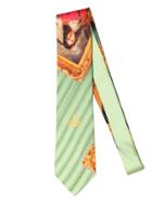 Vivienne Westwood Painting & Striped Printed Silk Tie