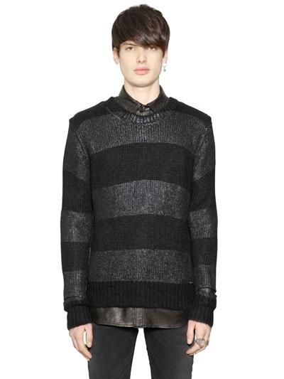 Diesel Coated Stripes Wool Blend Sweater