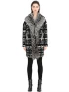 Bazar De Luxe Embellished Wool Jacquard & Fur Coat