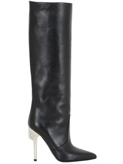Versus 100mm Logo Stud Leather Boots