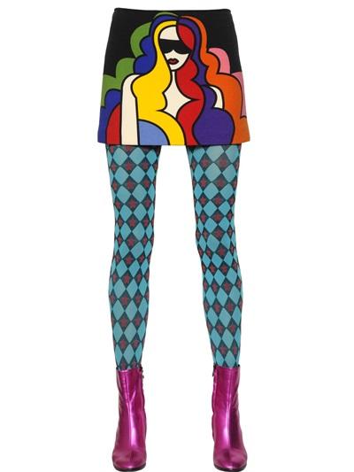 Au Jour Le Jour Lady Printed Stretch Techno Mini Skirt