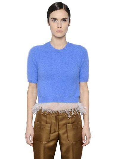 N 21 N&deg;21 Ostrich Feathers Trim Angora Sweater