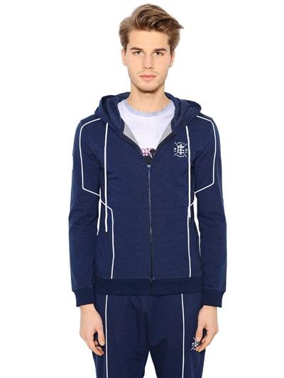 Dirk Bikkembergs Hooded Stretch Cotton Sweatshirt