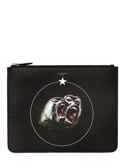 Givenchy Large Monkeys Faux Leather Pouch