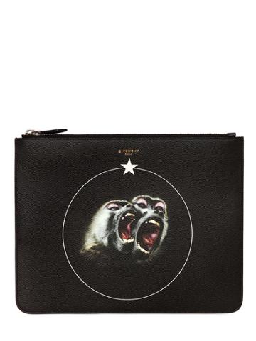 Givenchy Large Monkeys Faux Leather Pouch