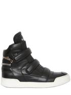 Balmain Strap Nappa Leather High Top Sneakers