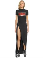 Hba Hood By Air Logo Printed Cotton Jersey Dress