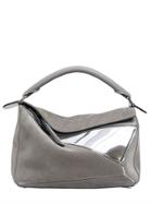 Loewe Puzzle Suede Bag With Mirrored Leather