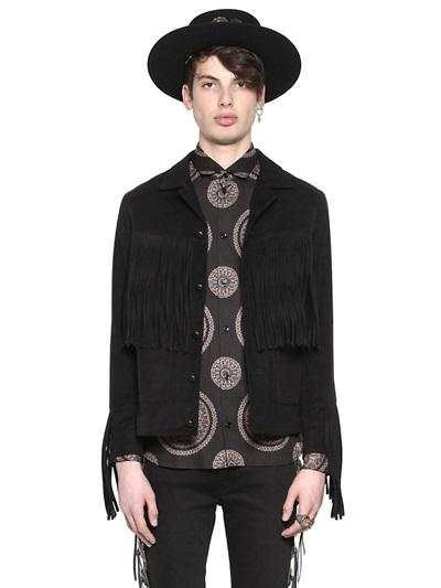 April 77 Fringed Cotton Velvet Western Jacket