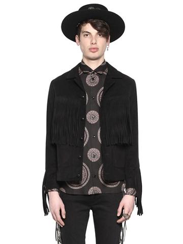 April 77 Fringed Cotton Velvet Western Jacket