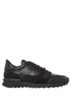 Valentino Camouflage Noir Leather & Suede Sneakers